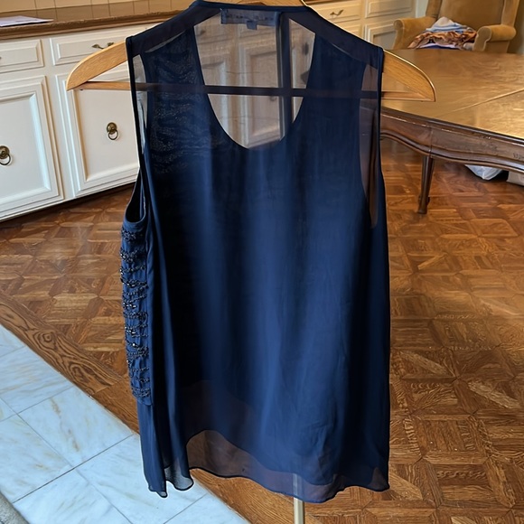 Lola & Sophie Midnight Blue Sleeveless Top with Black Beading Sz S - Picture 3 of 6